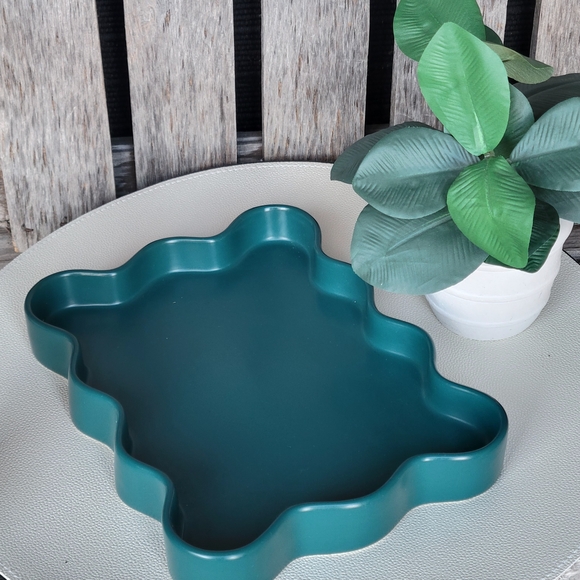 Wavy Teal Recycled Ceramic Decorative Tray- Room Essentials - Picture 6 of 6